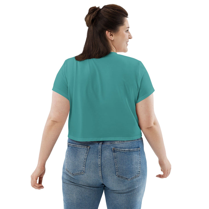 Womens Stretch Fit Crop Tee T-shirt Jersey - Teal Green