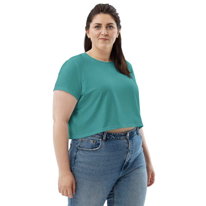 Womens Stretch Fit Crop Tee T-shirt Jersey - Teal Green
