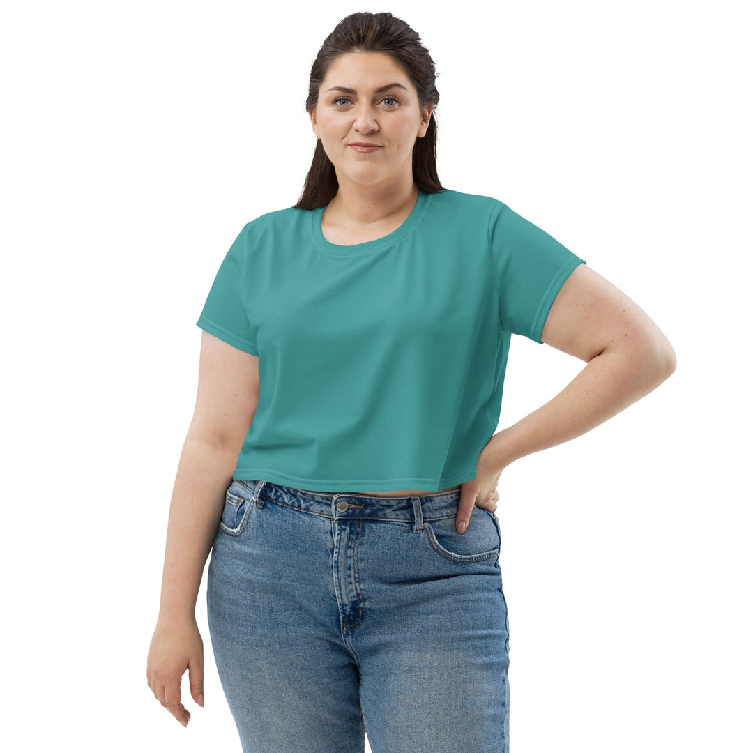 Womens Stretch Fit Crop Tee T-shirt Jersey - Teal Green
