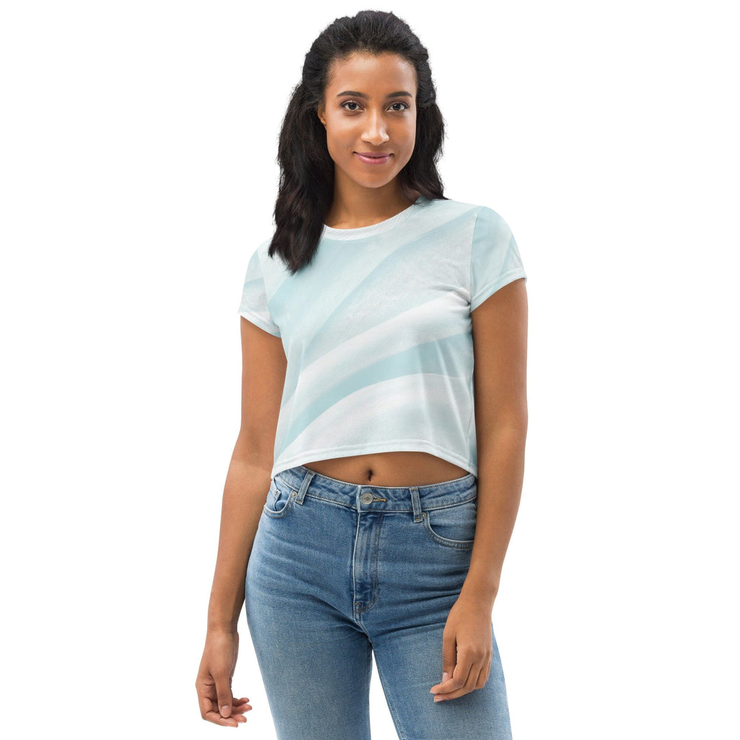 Womens Stretch Fit Crop Tee T-shirt - Pastel Blue Swirl