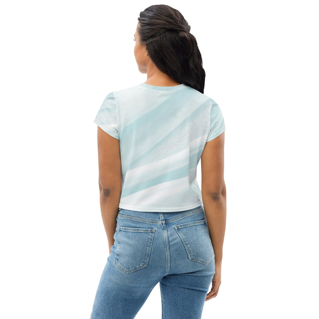 Womens Stretch Fit Crop Tee T-shirt - Pastel Blue Swirl