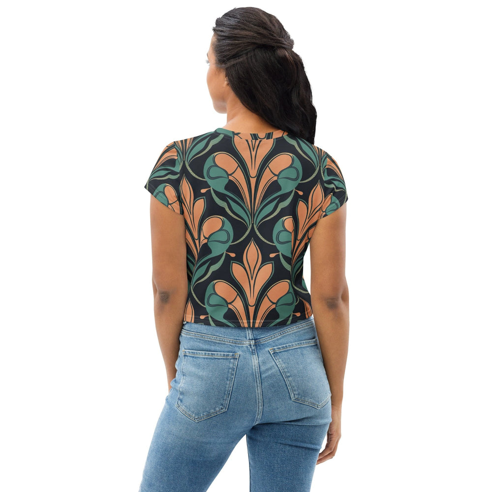 Womens Stretch Fit Crop Tee T-shirt - Retro Vintage Print