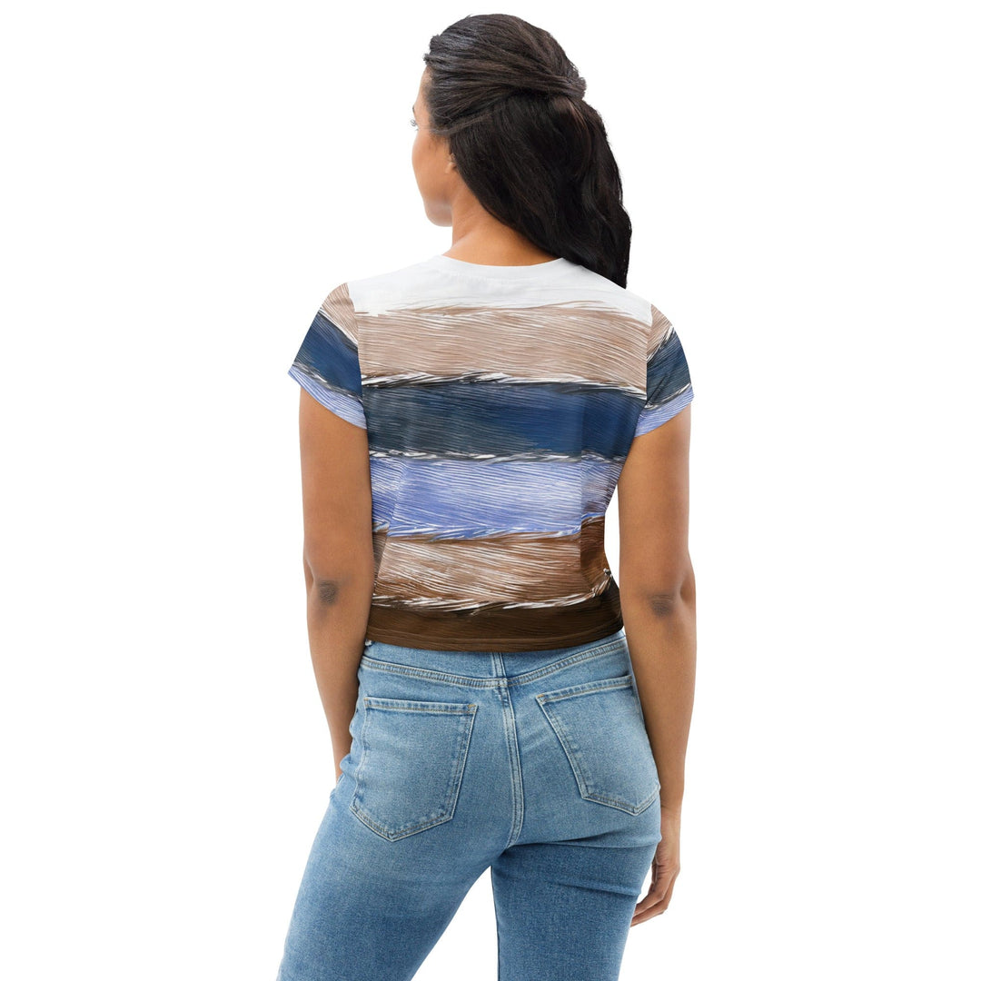 Womens Stretch Fit Crop Tee T-shirt - Rustic Hues Pattern
