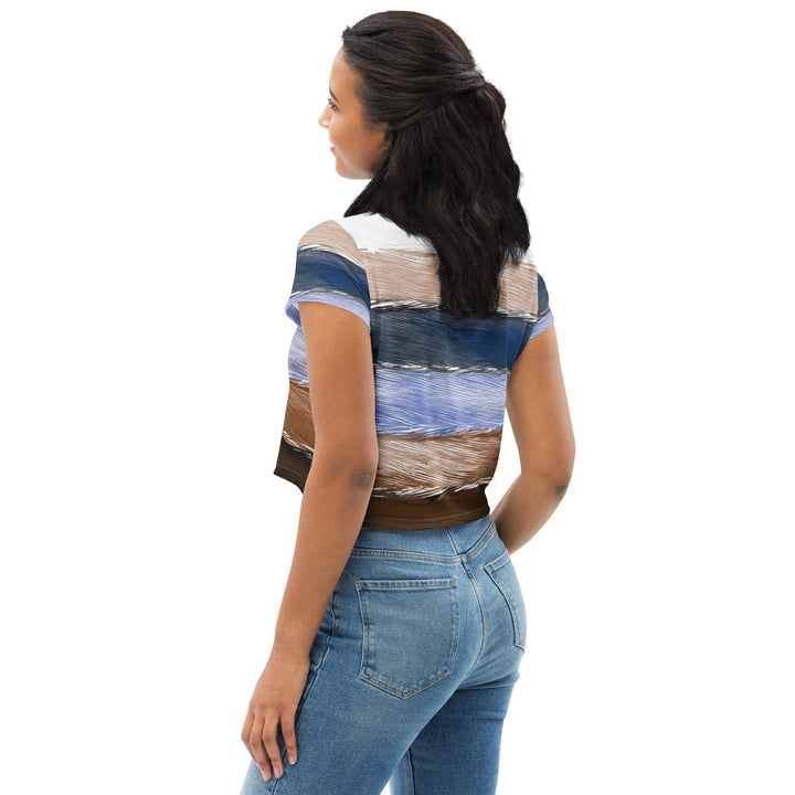 Womens Stretch Fit Crop Tee T-shirt - Rustic Hues Pattern