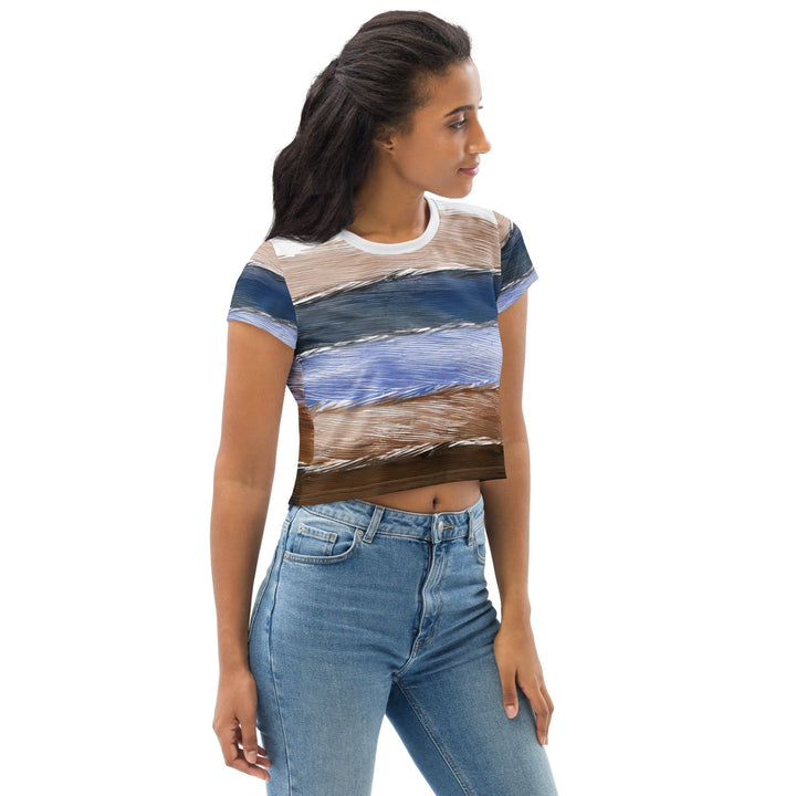 Womens Stretch Fit Crop Tee T-shirt - Rustic Hues Pattern