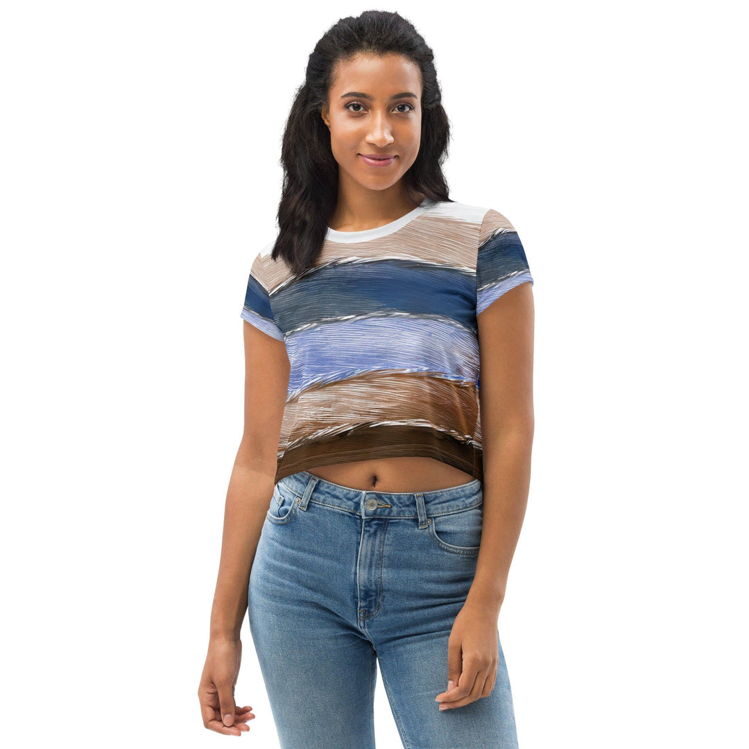 Womens Stretch Fit Crop Tee T-shirt - Rustic Hues Pattern