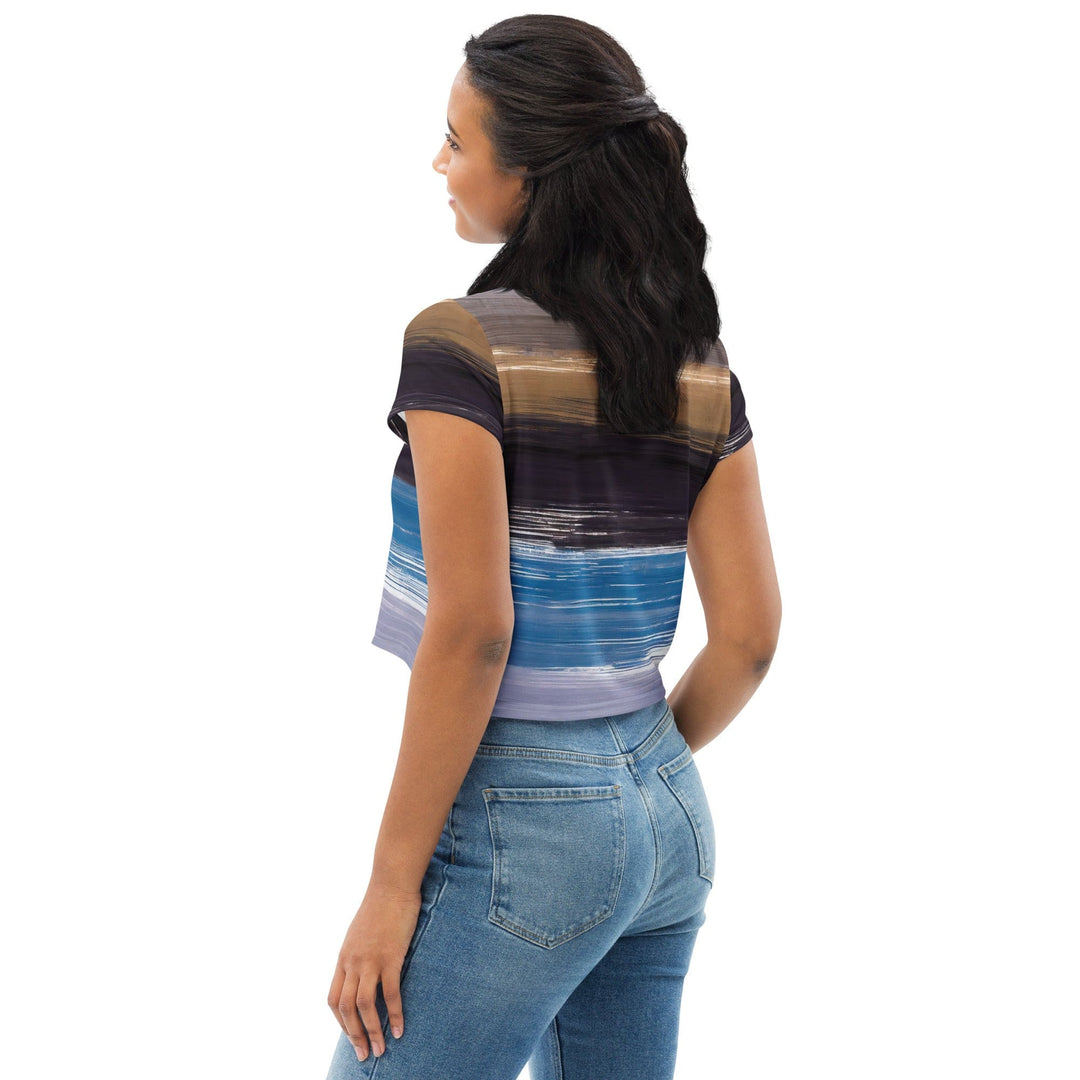 Womens Stretch Fit Crop Tee T-shirt - Rustic Purple Brown Design