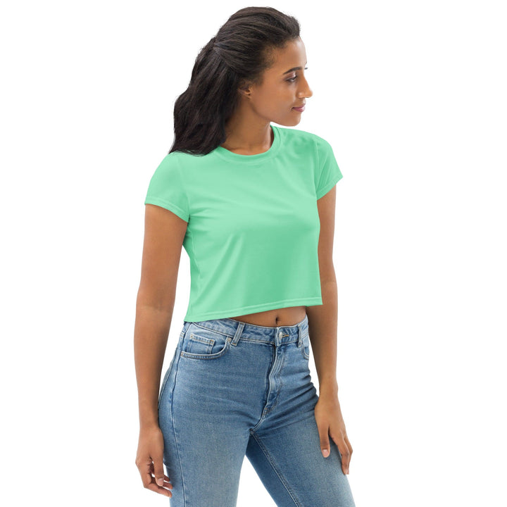 Womens Stretch Fit Crop Tee T-shirt - Seafoam Green