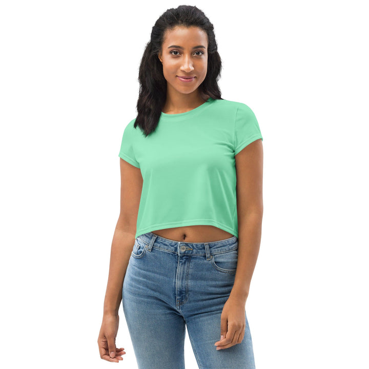 Womens Stretch Fit Crop Tee T-shirt - Seafoam Green