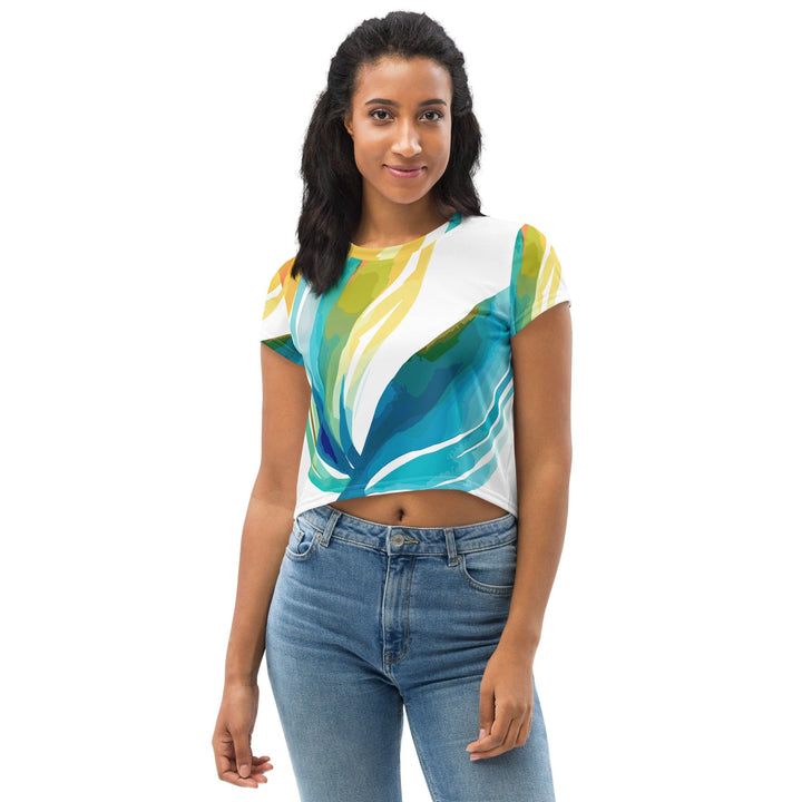 Womens Stretch Fit Crop Tee T-shirt - Strength and Courage Design