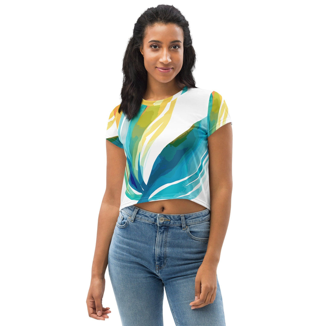 Womens Stretch Fit Crop Tee T-shirt - Strength and Courage Design