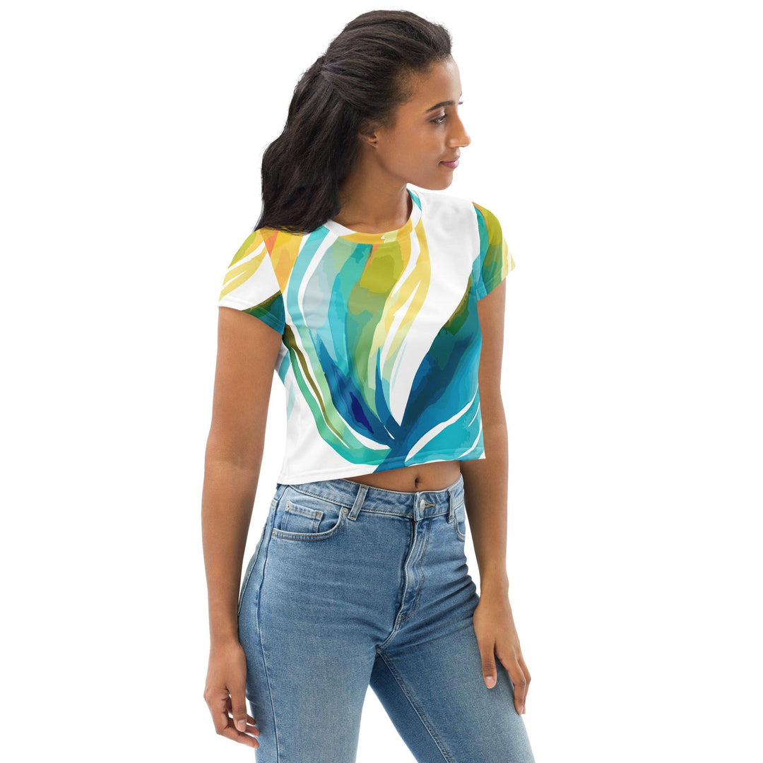 Womens Stretch Fit Crop Tee T-shirt - Strength and Courage Design