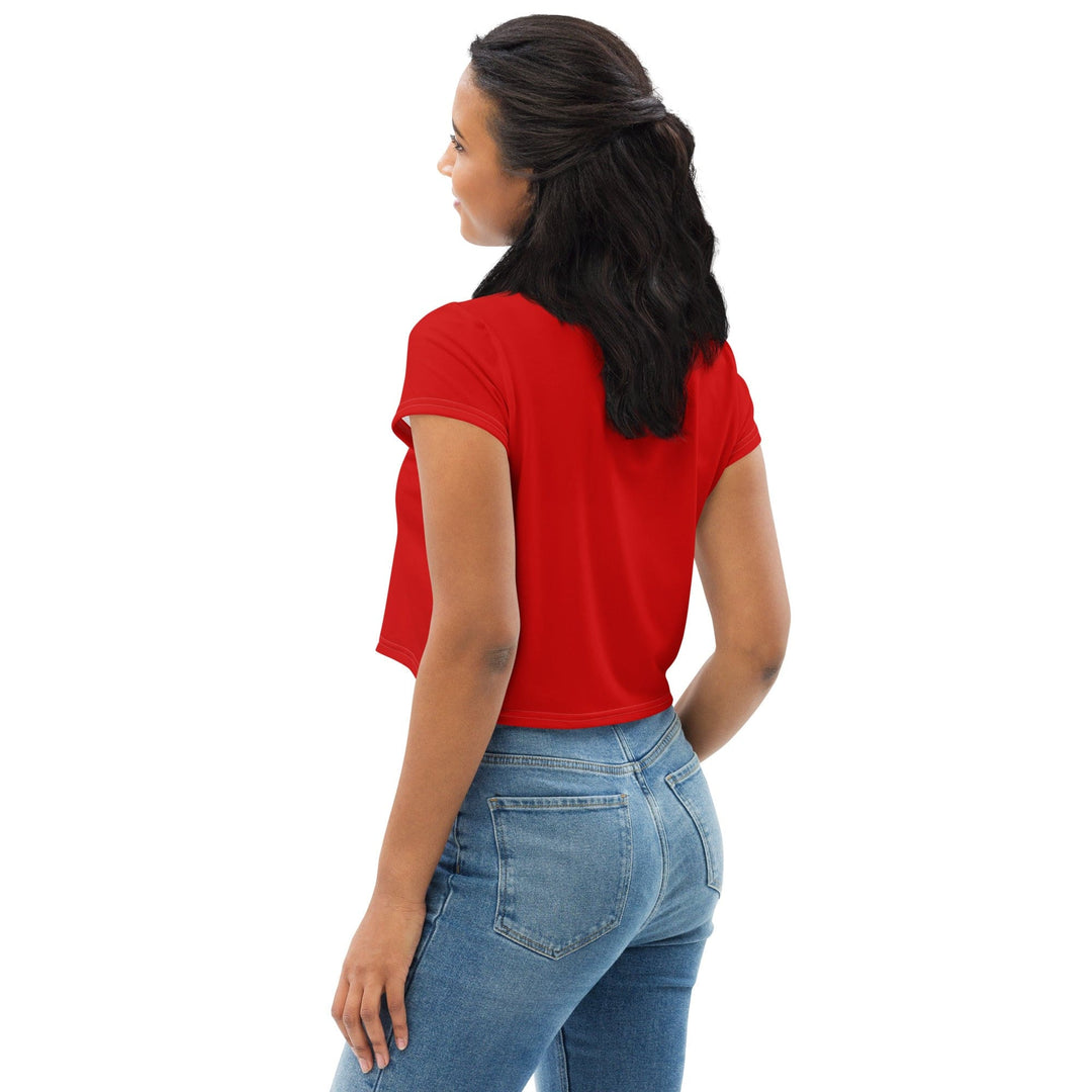 Womens Stretch Fit Crop Tee T-shirt - Red