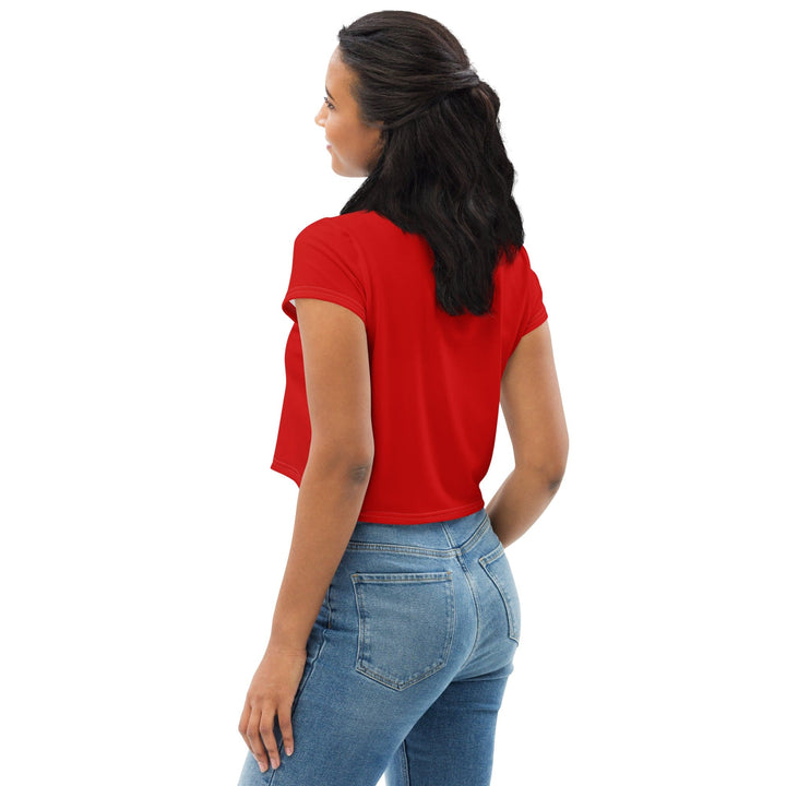 Womens Stretch Fit Crop Tee T-shirt - Red