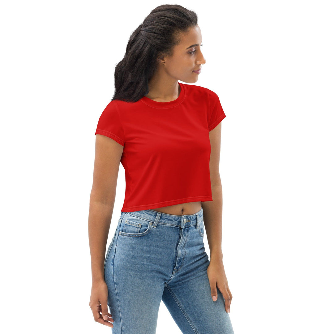 Womens Stretch Fit Crop Tee T-shirt - Red
