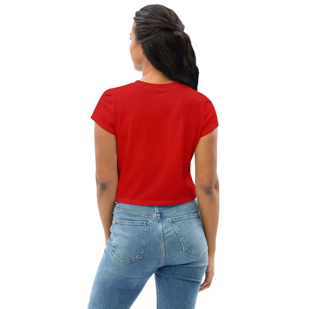 Womens Stretch Fit Crop Tee T-shirt - Red