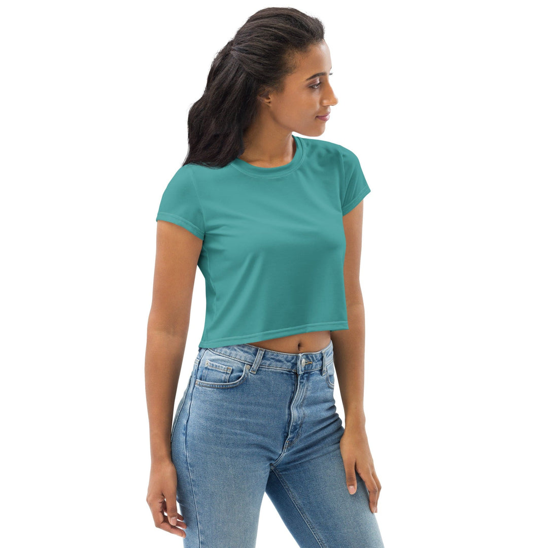 Womens Stretch Fit Crop Tee T-shirt - Teal Green