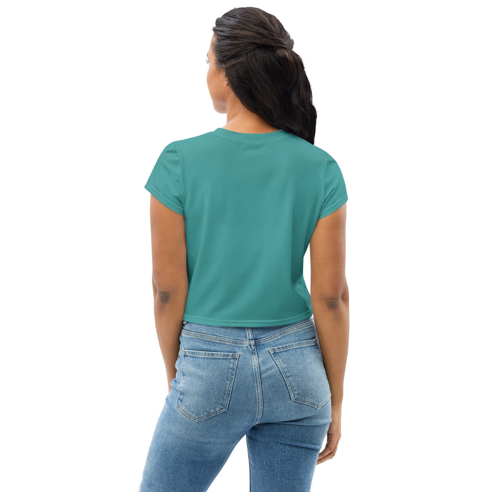 Womens Stretch Fit Crop Tee T-shirt - Teal Green