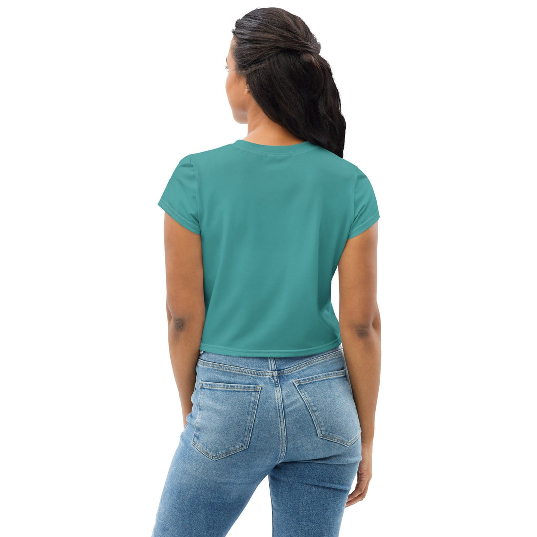 Womens Stretch Fit Crop Tee T-shirt - Teal Green