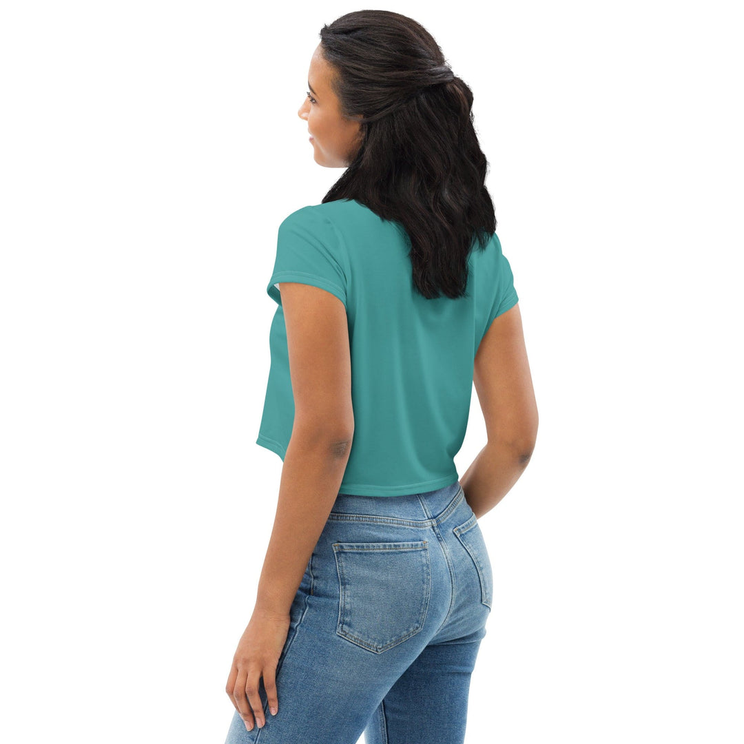Womens Stretch Fit Crop Tee T-shirt - Teal Green