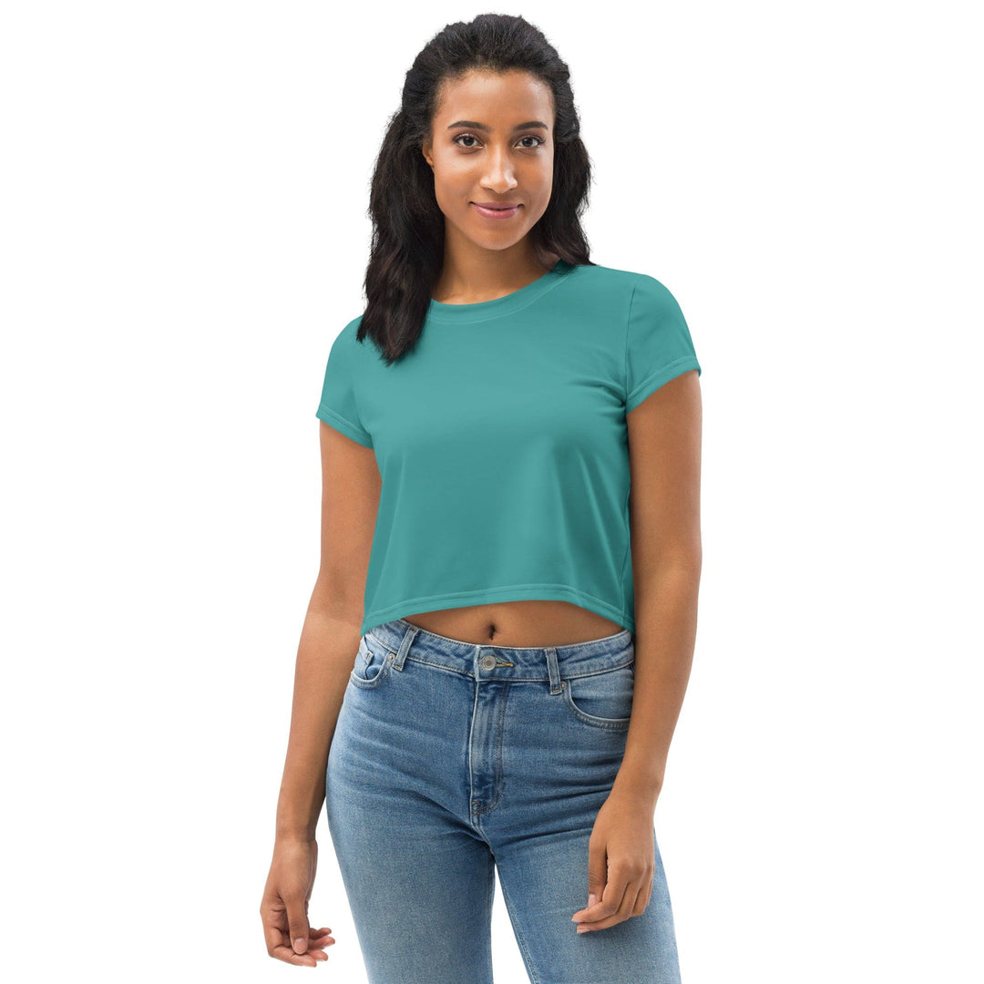 Womens Stretch Fit Crop Tee T-shirt - Teal Green