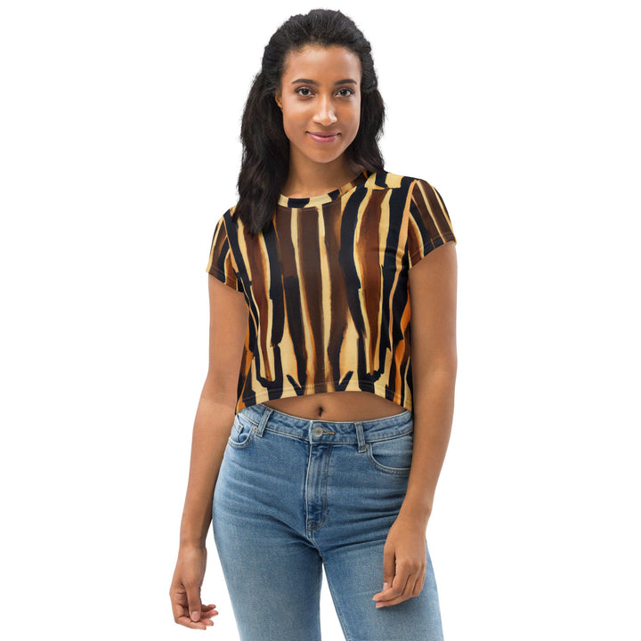 Womens Stretch Fit Crop Tee T-shirt - Zorse Lines Print