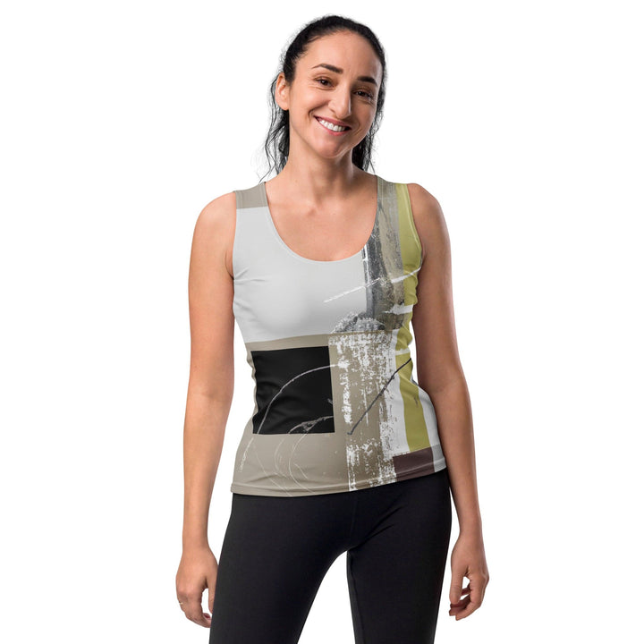 Womens Stretch Fit Tank Top Abstract Brown Geometric Shapes - Womens | Tank