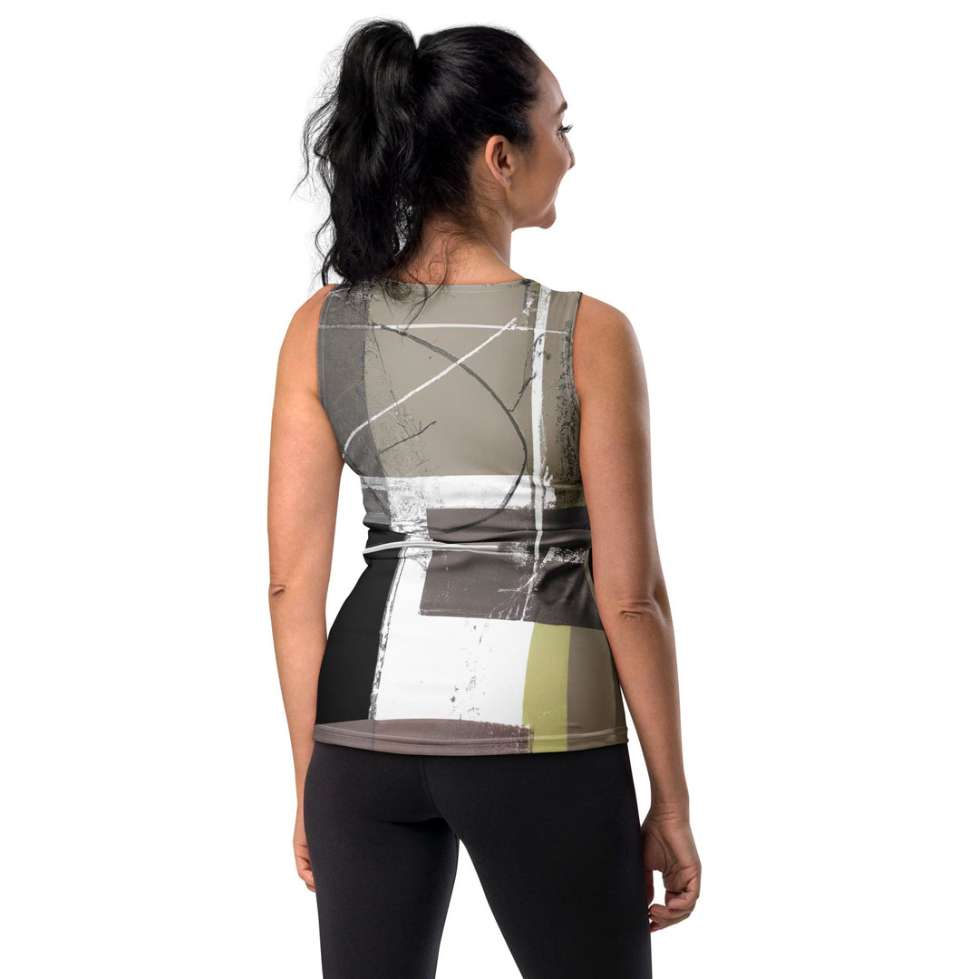 Womens Stretch Fit Tank Top Abstract Brown Geometric Shapes - Womens | Tank