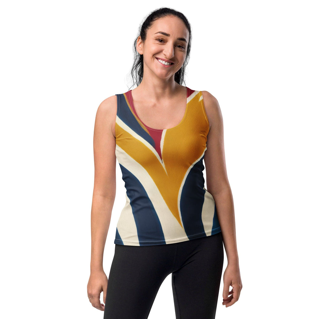 Womens Stretch Fit Tank Top Abstract Multicolor Swirl Line Pattern - Womens