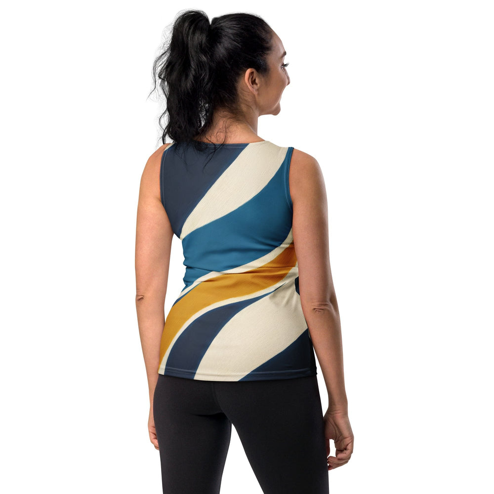Womens Stretch Fit Tank Top Abstract Multicolor Swirl Line Pattern - Womens