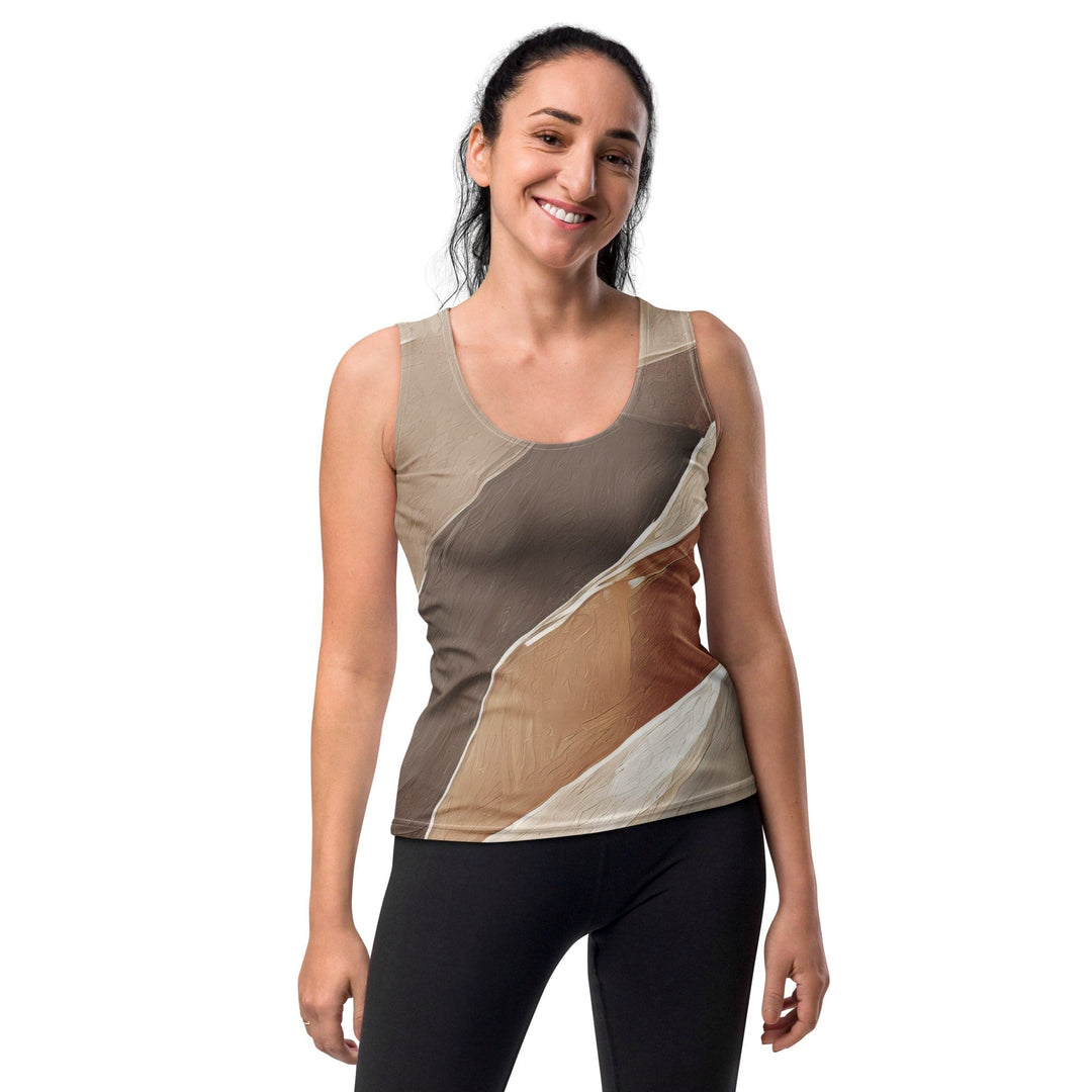 Womens Stretch Fit Tank Top Abstract Taupe Brown Textured Pattern - Womens