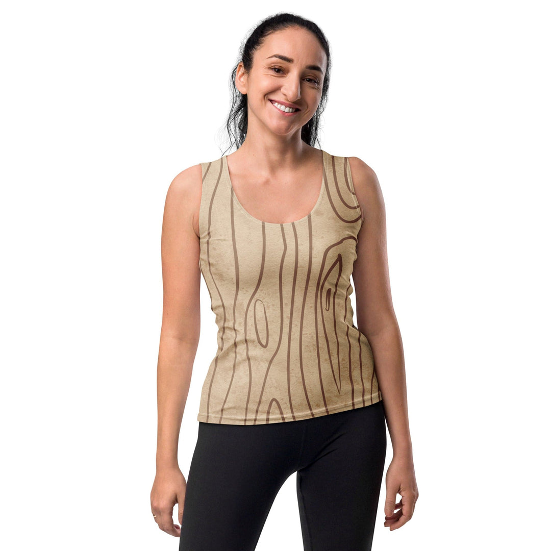 Womens Stretch Fit Tank Top Beige And Brown Tree Sketch Line Art - Womens