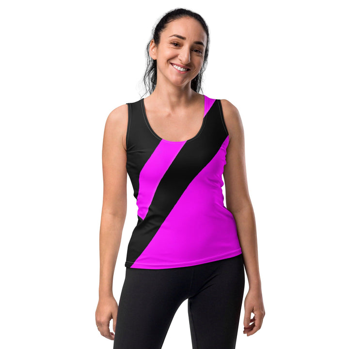 Womens Stretch Fit Tank Top Black And Pink Pattern 2 - Womens | Tank Tops | AOP