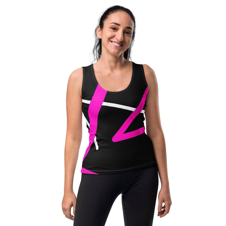Womens Stretch Fit Tank Top Black And Pink Pattern - Womens | Tank Tops | AOP
