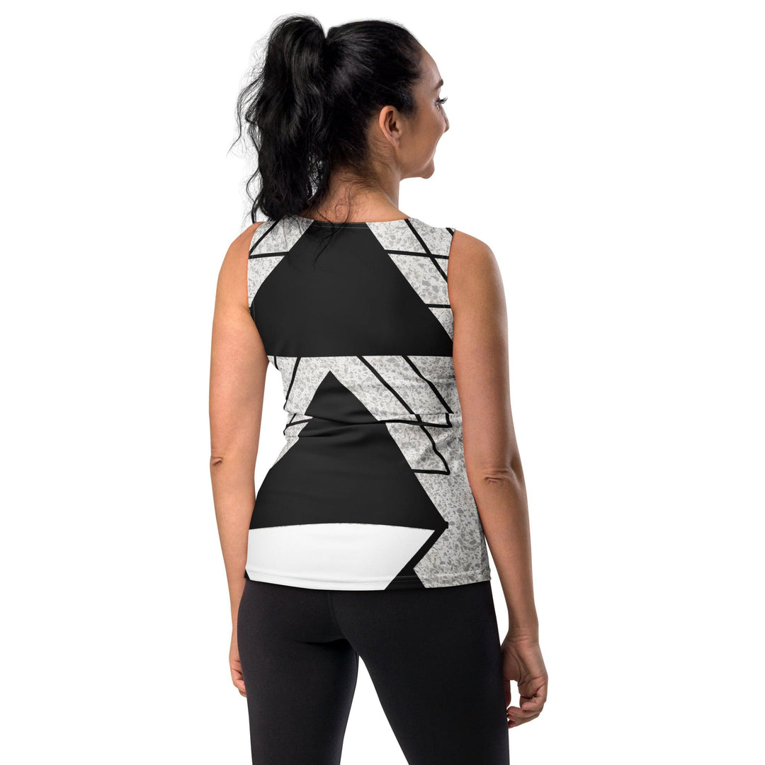 Womens Stretch Fit Tank Top Black and White Ash Grey Triangular - Womens | Tank