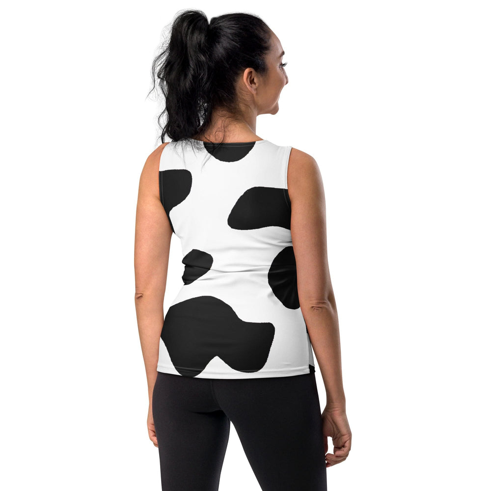 Womens Stretch Fit Tank Top Black And White Cow Print - Womens | Tank Tops | AOP