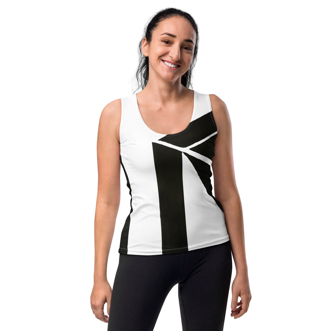 Womens Stretch Fit Tank Top Black And White Geometric Pattern - Womens | Tank
