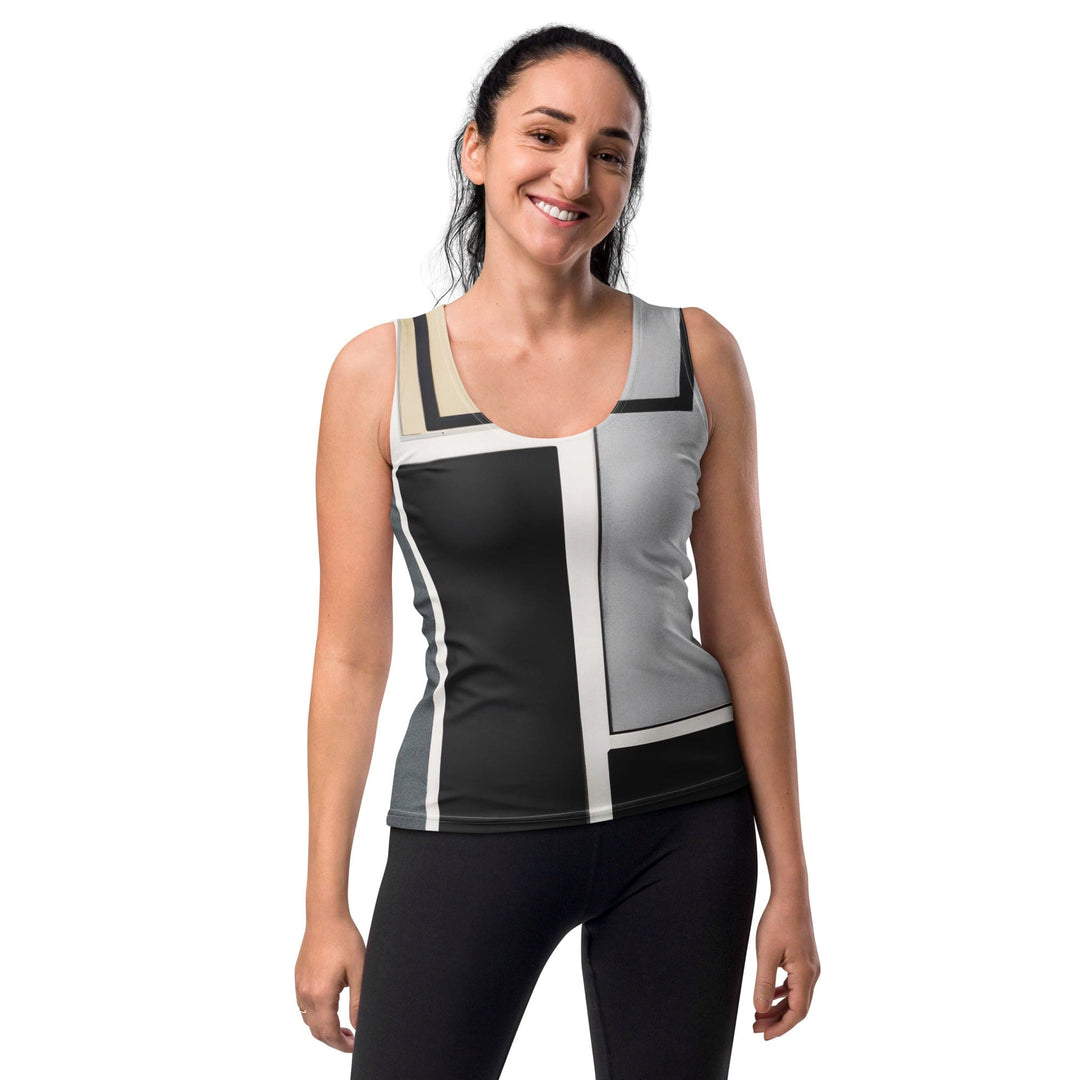 Womens Stretch Fit Tank Top Black Grey Abstract Pattern - Womens | Tank Tops