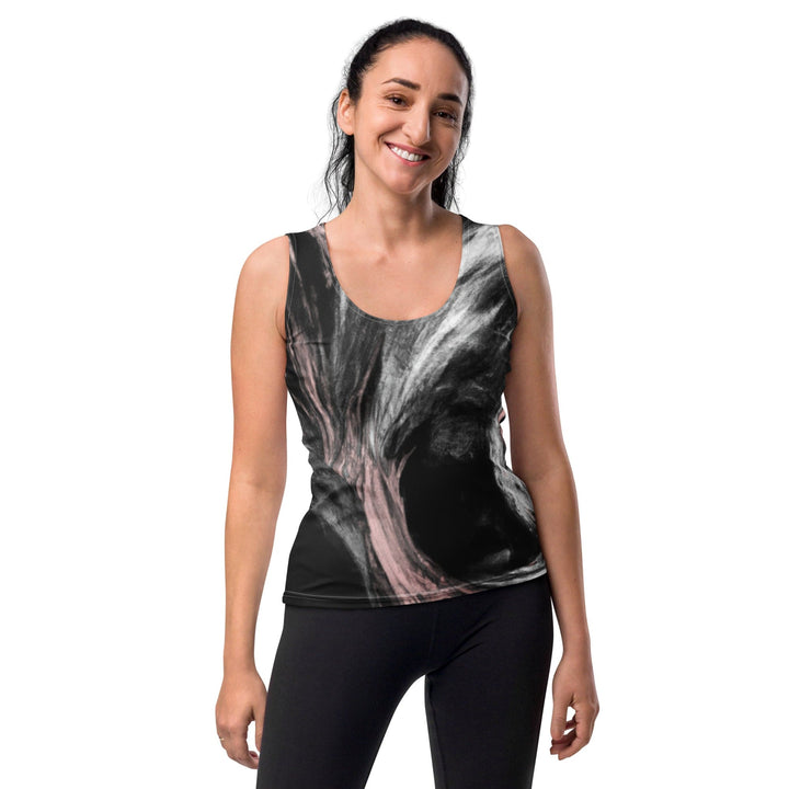 Womens Stretch Fit Tank Top Black Pink White Abstract Pattern - Womens | Tank