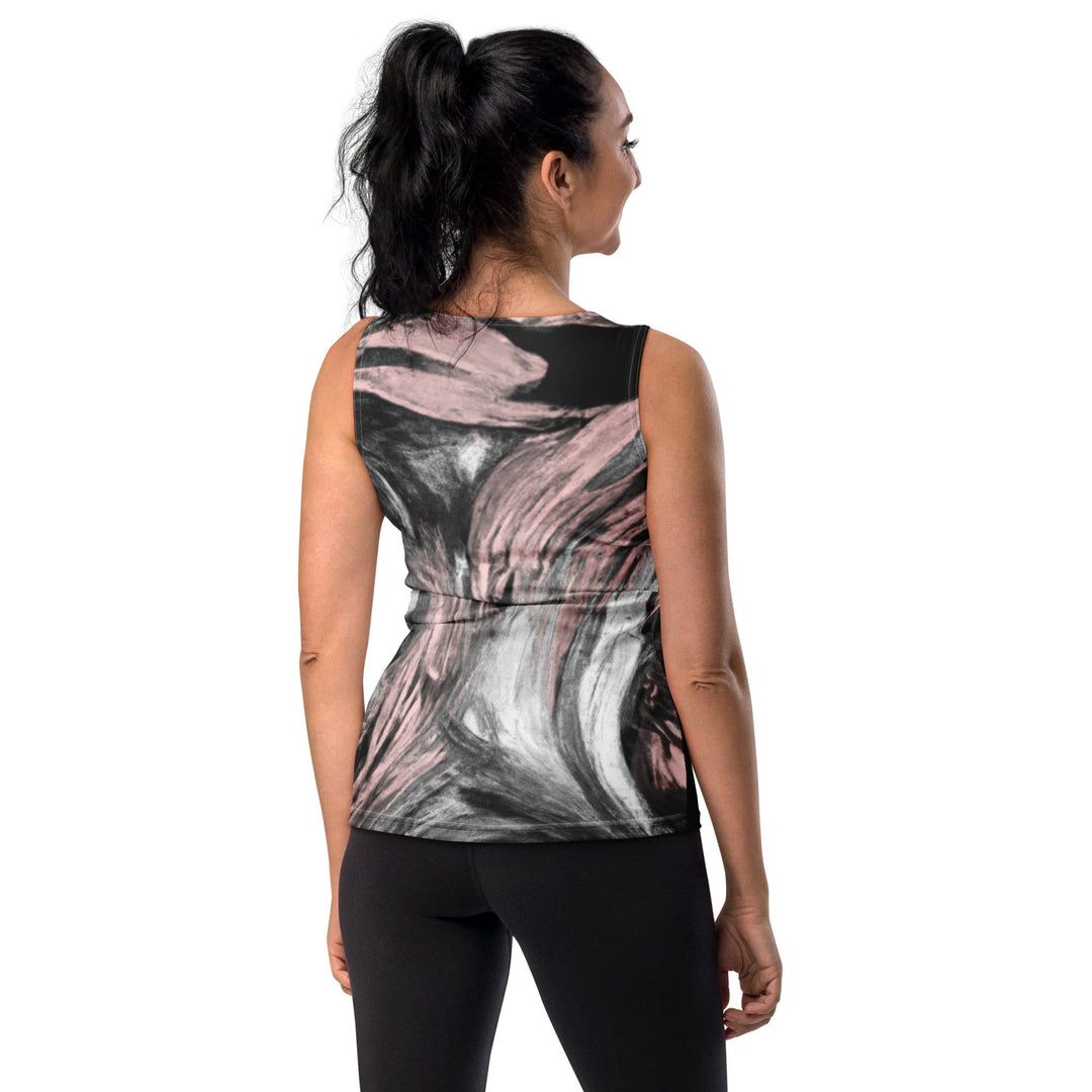 Womens Stretch Fit Tank Top Black Pink White Abstract Pattern - Womens | Tank