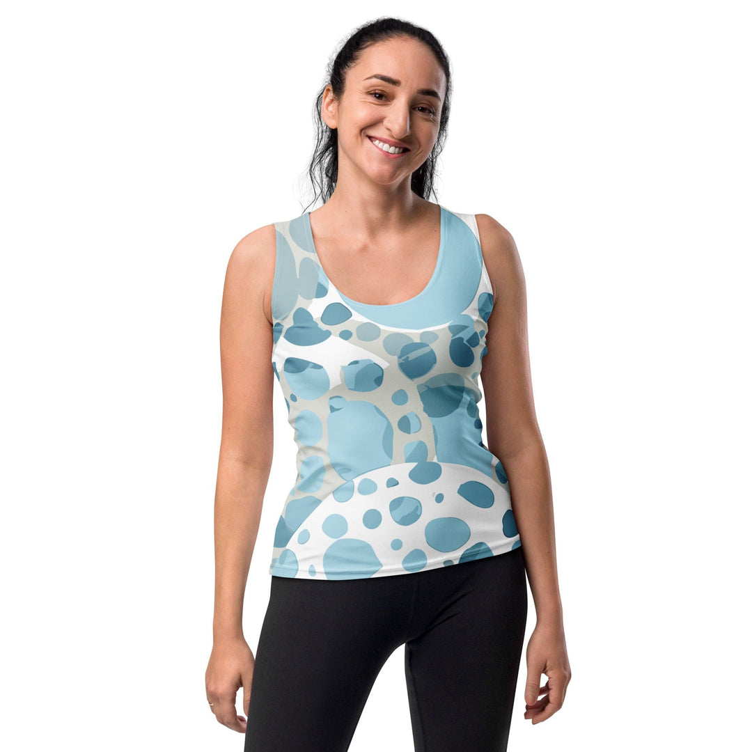 Womens Stretch Fit Tank Top Blue And White Circular Spotted - Womens | Tank