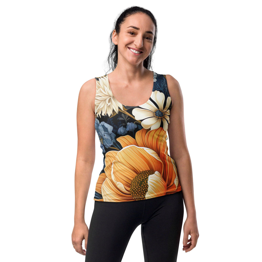 Womens Stretch Fit Tank Top Floral Blue Print - Womens | Tank Tops | AOP