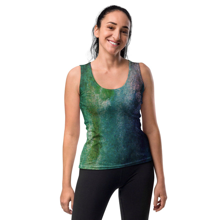 Womens Stretch Fit Tank Top Blue Hue Watercolor Abstract Print - Womens | Tank