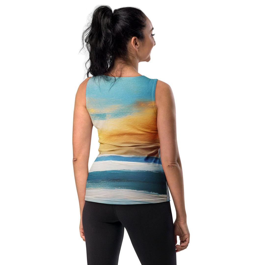 Womens Stretch Fit Tank Top Blue Ocean Golden Sunset Print 3 - Womens | Tank