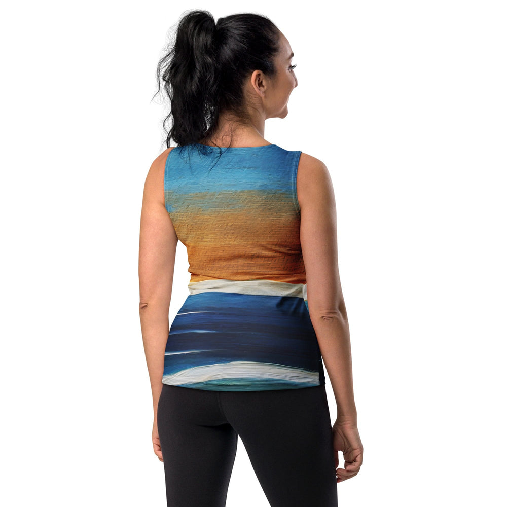 Womens Stretch Fit Tank Top Blue Ocean Golden Sunset Print 4 - Womens | Tank