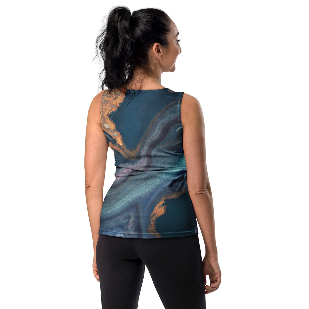 Womens Stretch Fit Tank Top Blue Pink Marble Swirl Print - Womens | Tank Tops