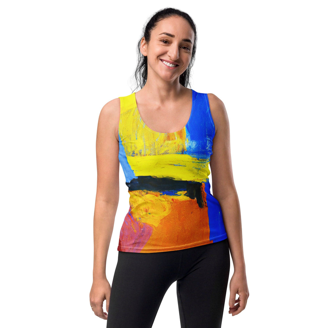 Womens Stretch Fit Tank Top Blue Red Abstract Pattern - Womens | Tank Tops | AOP