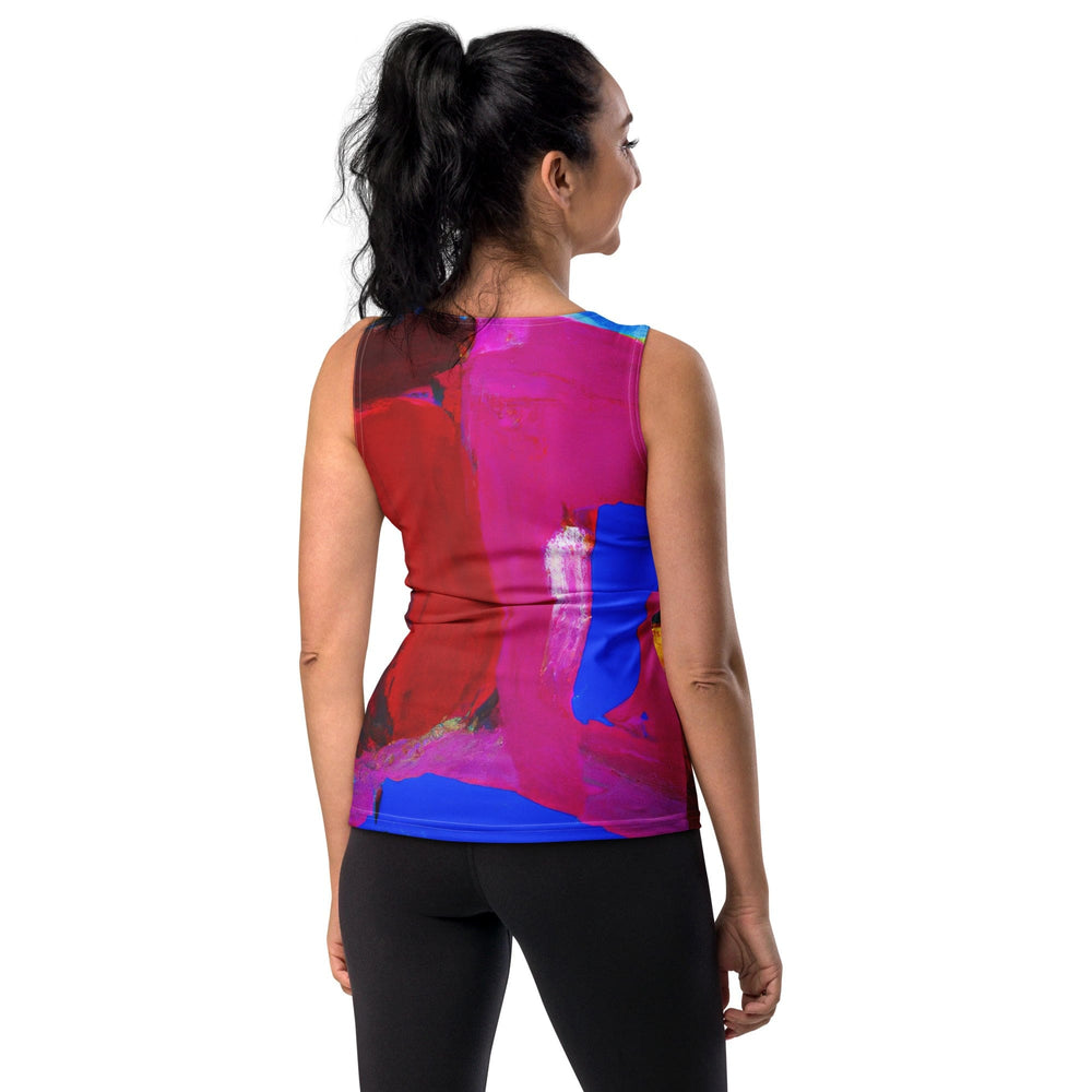 Womens Stretch Fit Tank Top Blue Red Abstract Pattern - Womens | Tank Tops | AOP