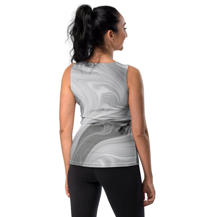 Womens Stretch Fit Tank Top Grey White Boho Marble Print - Womens | Tank Tops