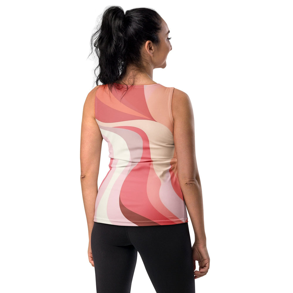 Womens Stretch Fit Tank Top Boho Pink And White Contemporary Art - Womens